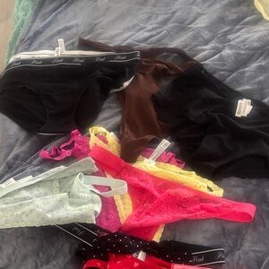 PINK Victoria's Secret Lace Panties Set - Pink, Yellow, Red